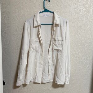 Zara Men's Cream Button Down Shirt